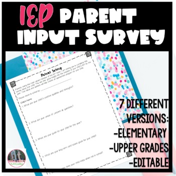 Preview of Parent Input Form IEP Survey Questionnaire for IEP Team Meeting *Editable