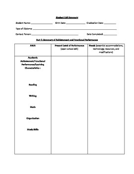 Preview of IEP student exit summary template