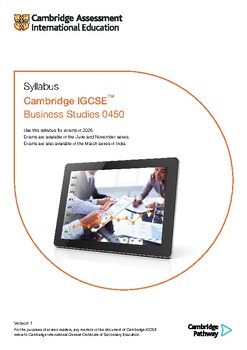 Preview of IGCSE Business Studies (0450) Syllabus