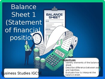 Preview of IGCSE Business Studies - Unit 5.4: Statement of Financial Position/Balance Sheet