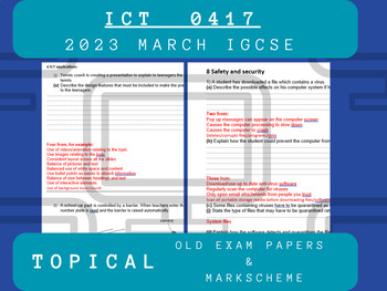 Preview of IGCSE ICT (0417) March 2023 Topical Old Exams & Mark Scheme