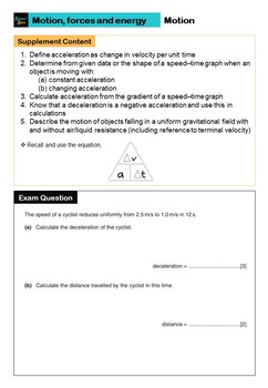 Preview of IGCSE Physics Revision Checklist with Exam question - MOTION 2
