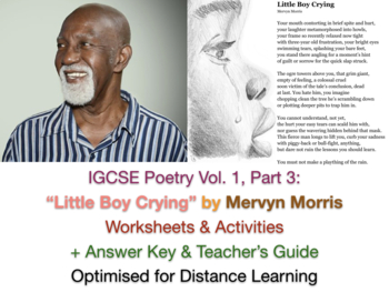 Preview of "Little Boy Crying" by Mervyn Morris (IGCSE) Worksheets + GUIDE + ANSWERS