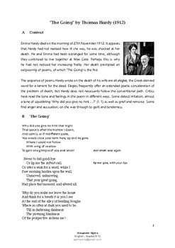 Preview of IGCSE Poetry: 'The Going' by Thomas Hardy