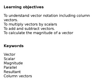 Preview of IGCSE Vectors