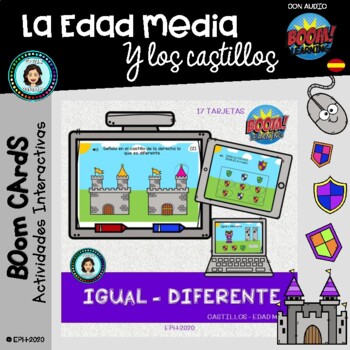 Preview of IGUAL-DIFERENTE Castillos - Boom Cards Distance Learning