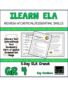 Preview of ILEARN Review of ELA Critical and Essential Skills Grade 4 by Kay Davidson