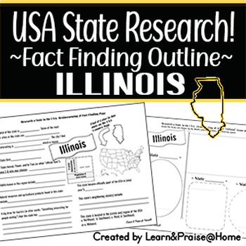 Preview of ILLINOIS State Research Report: Brainstorm & Fact Page Outline | SOCIAL STUDIES