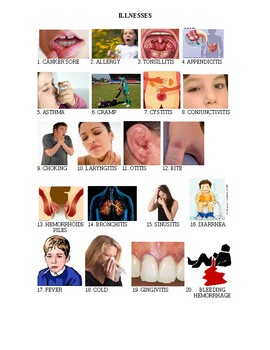 Preview of ILLNESSES- Most common illnesses