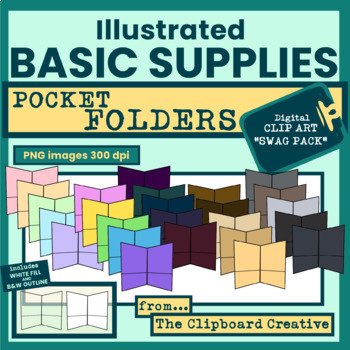 Preview of ILLUSTRATED BASIC SUPPLIES - CLIPART "SWAG Pack" - POCKET FOLDERS