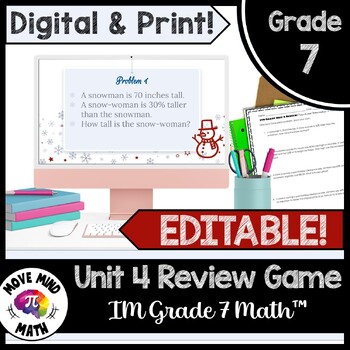 Preview of IM Grade 7 Math™ Unit 4 Review Game | Percentages Build A Buddy