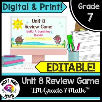 Preview of IM Grade 7 Math™ Unit 8 Review Game | Probability and Sampling Build A Buddy