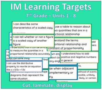 Preview of IM Learning Targets 7th Grade Bundle