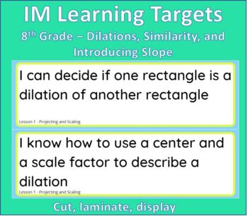 Preview of IM Learning Targets 8th Grade Unit 2 - Dilations, Similarity & Introducing Slope