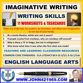 Preview of IMAGINATIVE WRITING - 11 WORKSHEETS AND TASKCARDS
