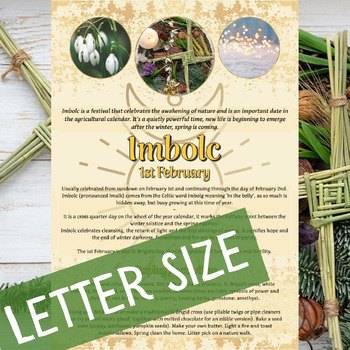 Preview of IMBOLC festival history & activities poster - Wheel Of The Year - LETTER Size