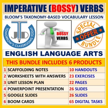 Preview of IMPERATIVE VERBS OR BOSSY VERBS - CLASSROOM RESOURCES - BUNDLE