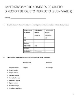 Preview of IMPERATIVOS FORMALES Y PRONOMBRES DE OBJETOS DIRECTO E INDIRECTO