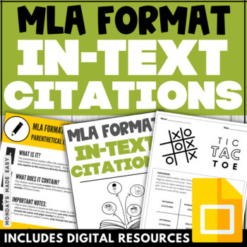 Preview of In-Text Citations Worksheets and Activities - MLA 9 - How to Write Citations