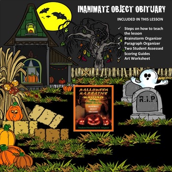 Preview of HALLOWEEN INANIMATE OBJECT OBITUARY - CC Narrative Writing Lesson - Grades 6 - 8