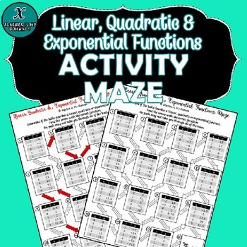 Preview of INB ACTIVITY MAZE - Algebra - Linear vs. Quadratic vs. Exponential Functions