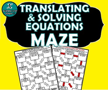 Preview of INB ACTIVITY MAZE - Algebra - Translating & Solving Equations