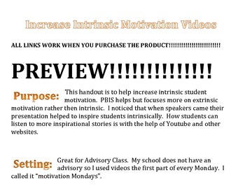 Preview of Motivation - Increase INTRINSIC Student Motivation!!!!!