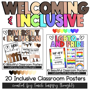 Preview of INCLUSIVE CLASSROOM POSTER BUNDLE PACK Diversity & Equality LGBTQ+ Inclusivity