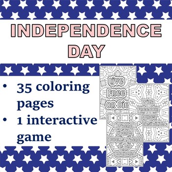 Preview of INDEPENDENCE DAY 4th JULY coloring pages, interactive game for teens, adults