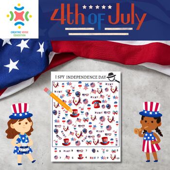 Preview of INDEPENDENCE DAY 4th of July I Spy Counting QUIZ Activity
