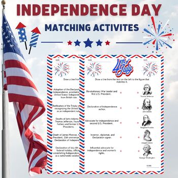 Preview of INDEPENDENCE DAY 4th of July MATCHING GAME BUNDLE QUIZ Activity