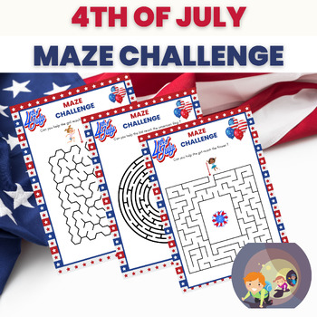Preview of INDEPENDENCE DAY 4th of July MAZE CHALLENGE Activity