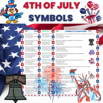 Preview of INDEPENDENCE DAY 4th of July SYMBOLS & TRADITIONS Quiz Activity