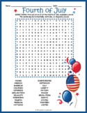 INDEPENDENCE DAY Activity - 4th of July Word Search Worksheet