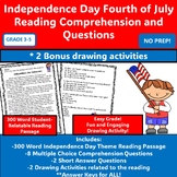 INDEPENDENCE DAY FOURTH OF JULY READING COMP GRADES 3-5