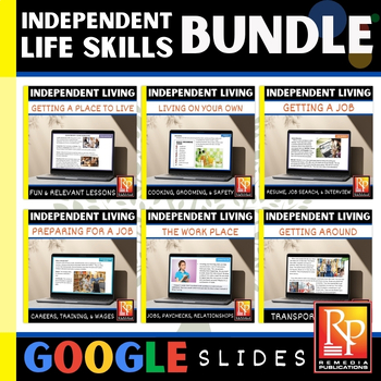 Preview of INDEPENDENT LIVING Bundle: Life Skills Lessons for Older Students GOOGLE SLIDES