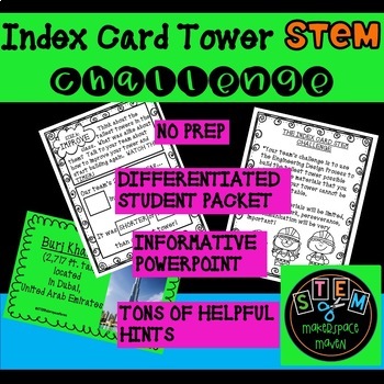 Preview of INDEX CARD TOWER STEM CHALLENGE W/ POWERPOINT & DIFFERENTIATED STUDENT PACKET