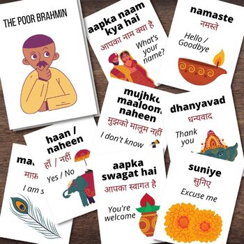 Preview of INDIA Folklore Story Mini-book "The Poor Brahmin" w/Hindi Language Cards
