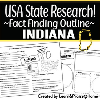 Preview of INDIANA State Research Report: Brainstorm & Fact Page Outline | SOCIAL STUDIES