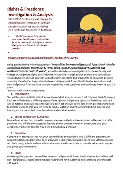 Preview of INDIGENOUS RIGHTS & FREEDOMS YEAR 10 - SOURCE ANALYSIS PACK W/ ESSAY