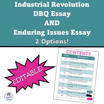 Preview of INDUSTRIAL REVOLUTION DBQ & ENDURING ISSUES ESSAY, 2 Versions  EDITABLE