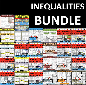 Preview of INEQUALITIES BUNDLE Solving Graphing Activities (PDF & GOOGLE SLIDES)