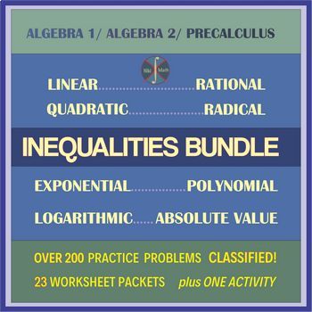 Preview of INEQUALITIES BUNDLE - 310 practice problems CLASSIFIED (DIGITAL Activities!)