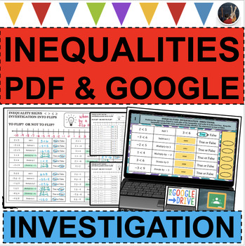 Preview of INEQUALITIES Investigation Symbol Sign Flips Differentiated PDF & GOOGLE SLIDES