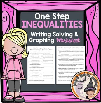 Preview of Writing Solving Graphing One Step Inequalities Worksheet + Digital