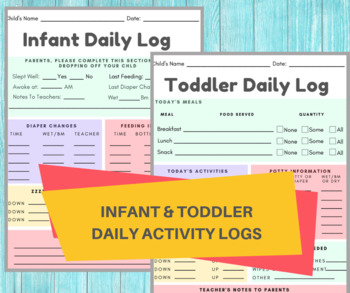 Preview of INFANT DAILY LOG- Daycare Printable Baby Log / Infant Toddler Daily Report