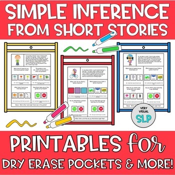 Preview of Inference from Short Stories - Printables for Dry Erase Pockets & More!