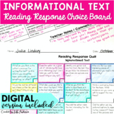 Informational Text Choice Board DIGITAL and PRINT Distance