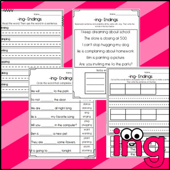 ING Endings Worksheets by Designed by Danielle | TpT