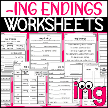 Preview of ING Endings Worksheets: Inflectional Endings Suffixes